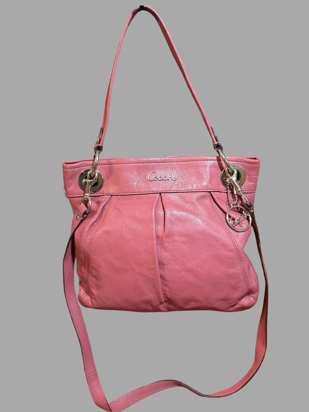 Vintage Coach Ashley Pink Leather Pleated Hippie Hobo Crossbody Bag F17605